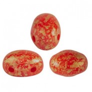 Les perles par Puca® Samos kralen Opaque coral red splash 93200/94401
